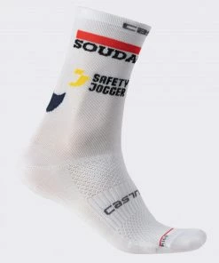 Castelli SOUDAL QUICK-STEP Chaussettes Vélo Rosso Corsa Pro 15 Blanc 2023