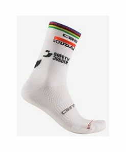 Castelli SOUDAL QUICK-STEP Chaussettes Vélo Rosso Corsa Pro 15 Champion Du Monde 2023
