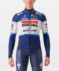 Castelli SOUDAL QUICK-STEP Maillot Manches Longues Thermique Vélo Homme Dark Blue / White 2023